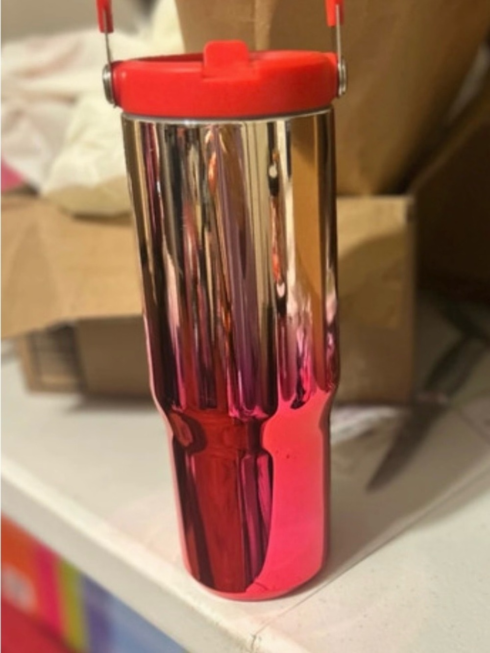 Red Metallic Insulated Tumbler with Lid